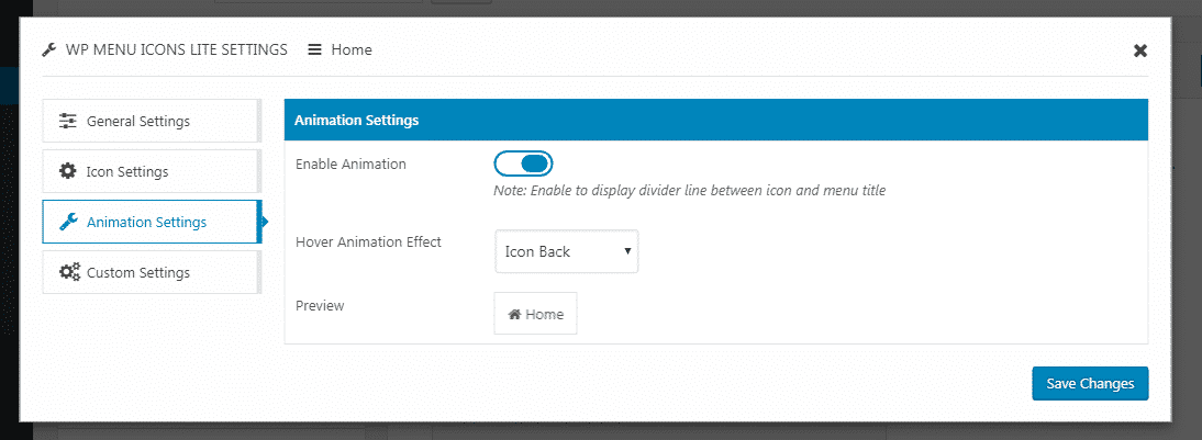 How to Add Custom Font Icons on WordPress Menu? (Step by Step Guide) wp menu icons lite animation settings - How to Add Custom Font Icons on WordPress Menu? (Step by Step Guide)