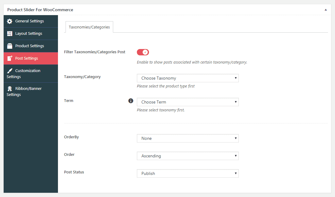 How to Add Product Slider on WooCommerce Website? (Step By Step Guide) product slider for woocommerce lite post settings - How to Add Product Slider on WooCommerce Website? (Step By Step Guide)