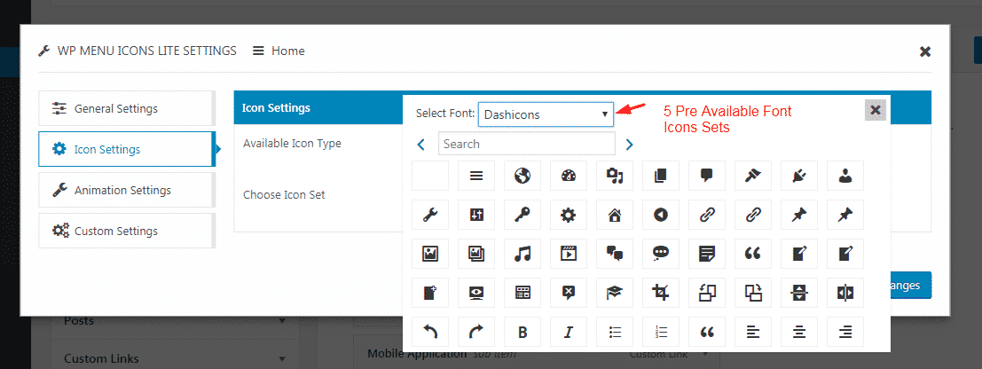How to Add Custom Font Icons on WordPress Menu? (Step by Step Guide) wp menu icons lite icon settings - How to Add Custom Font Icons on WordPress Menu? (Step by Step Guide)
