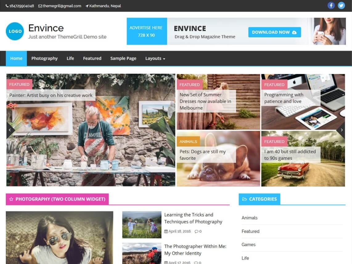 11+ Best Free WordPress Themes May 2016 - WPAll Club envince - 11+ Best Free WordPress Themes May 2016 - WPAll Club