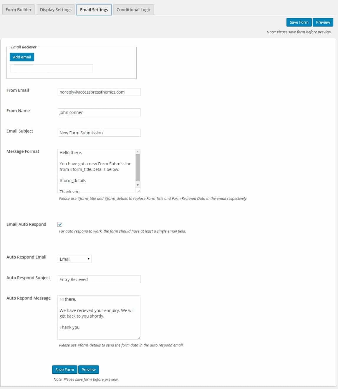 How to create WordPress form using Ultimate Form Builder plugin? (Step by Step Guide) email settings - How to create WordPress form using Ultimate Form Builder plugin? (Step by Step Guide)
