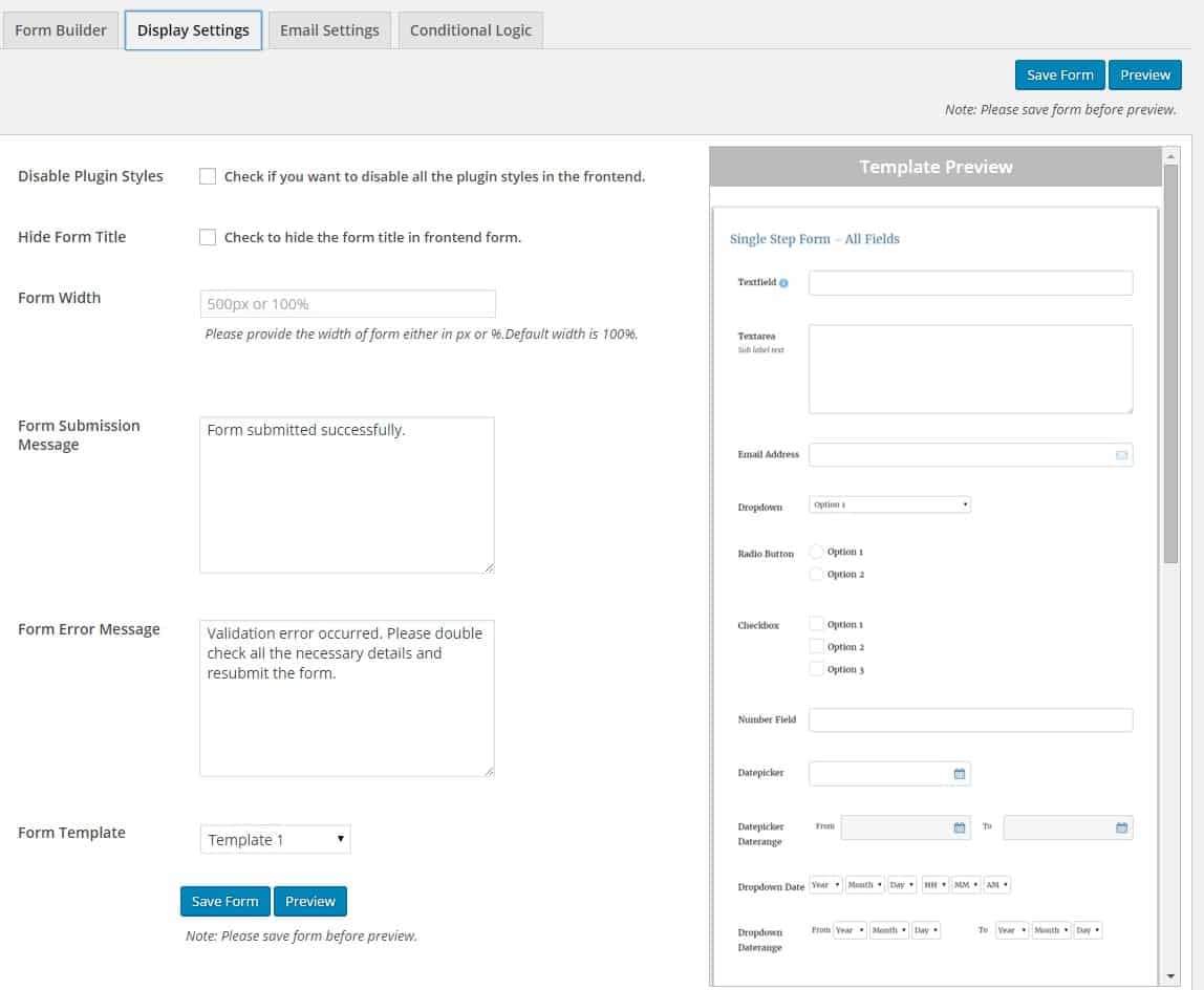 How to create WordPress form using Ultimate Form Builder plugin? (Step by Step Guide) display settings - How to create WordPress form using Ultimate Form Builder plugin? (Step by Step Guide)