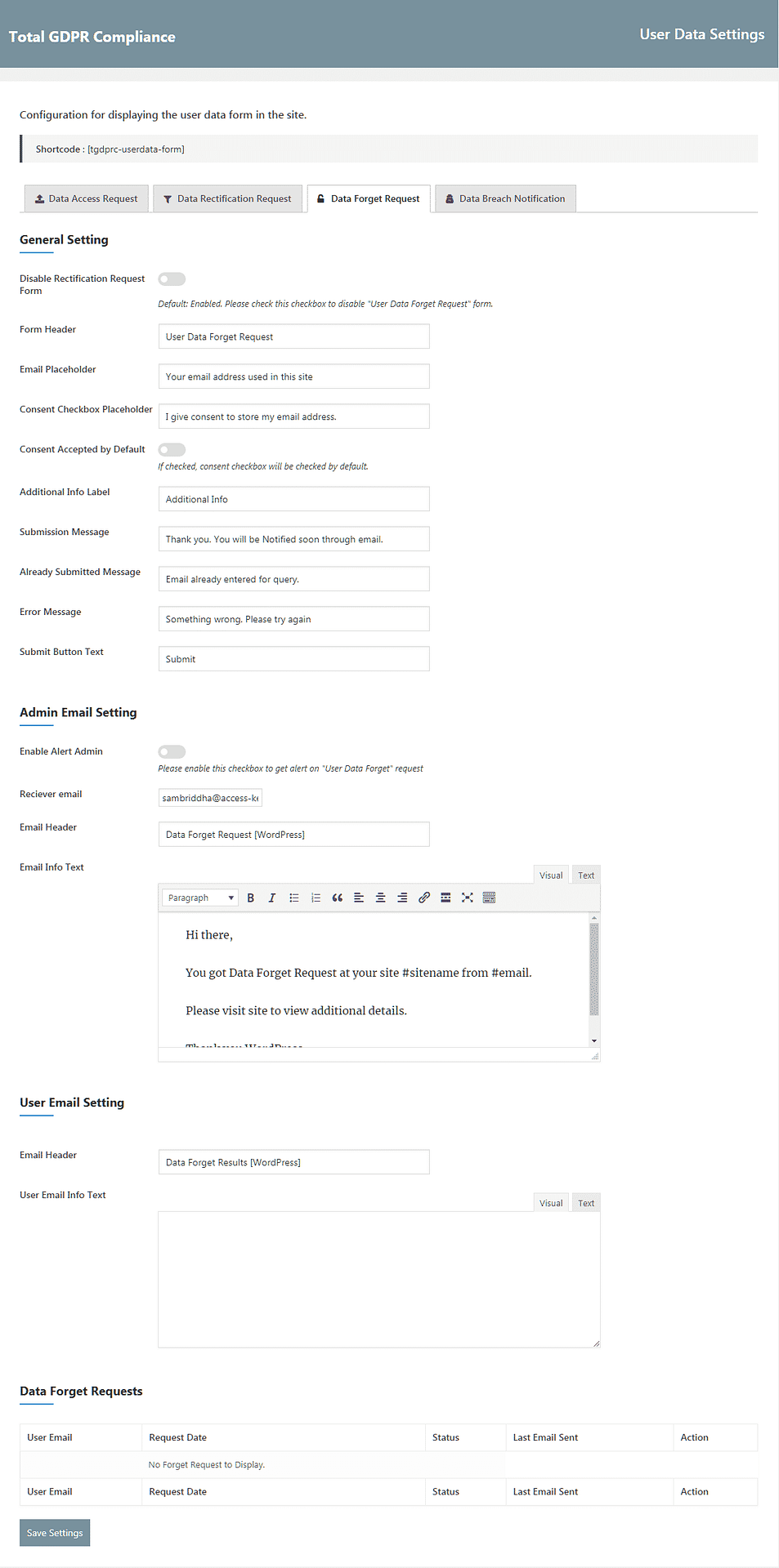 How to make your WordPress Website EU GDPR Compliance? (Step by Step Guide) total gdpr compliance user data forget - How to make your WordPress Website EU GDPR Compliance? (Step by Step Guide)