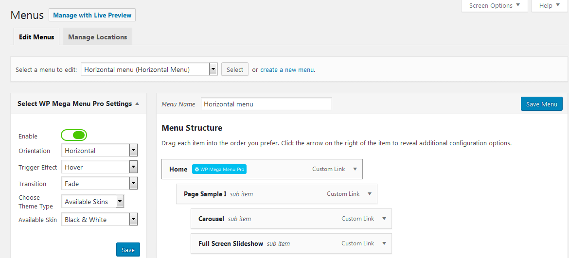 How to Add Mega Menu in your WordPress Website or Blog (Step by step guide: screenshots included!) admin menu settings - How to Add Mega Menu in your WordPress Website or Blog (Step by step guide: screenshots included!)