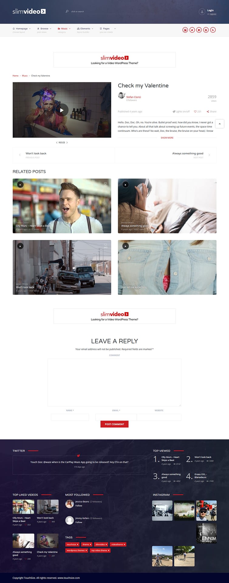 10+ Best Video and Music WordPress Themes (Premium Version) slimvideo best premium video music wordpress theme - 10+ Best Video and Music WordPress Themes (Premium Version)