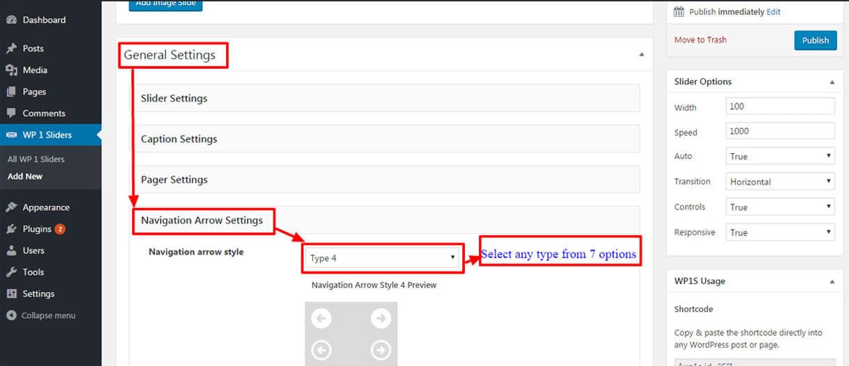 Best Free Responsive WordPress Slider Plugin 2019 - WP 1 Slider Navigation arrow setting - Best Free Responsive WordPress Slider Plugin 2019 - WP 1 Slider