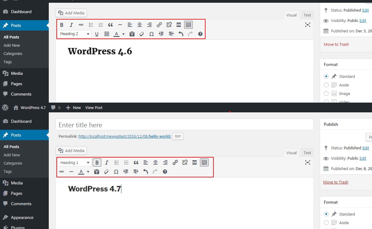 What’s new features in WordPress 4.7? editor change - What’s new features in WordPress 4.7?