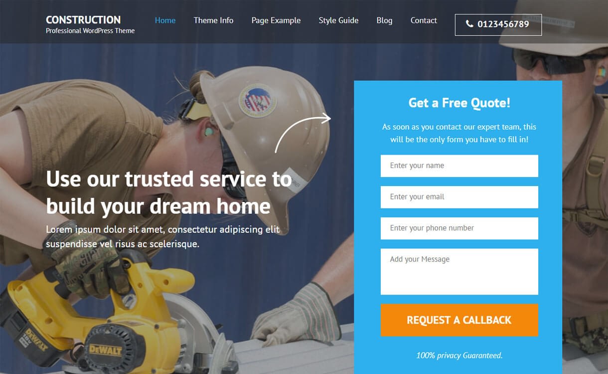 20+ Best Free WordPress Construction Company Themes for 2019 construction landing page b - 20+ Best Free WordPress Construction Company Themes for 2019