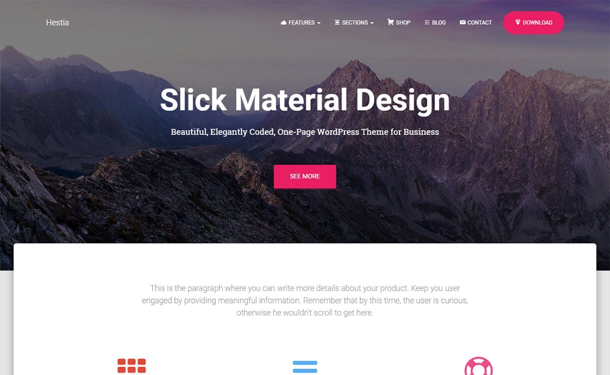 15 Best Free Material Design WordPress Themes for 2019 hestia wordpress material design theme - 15 Best Free Material Design WordPress Themes for 2019