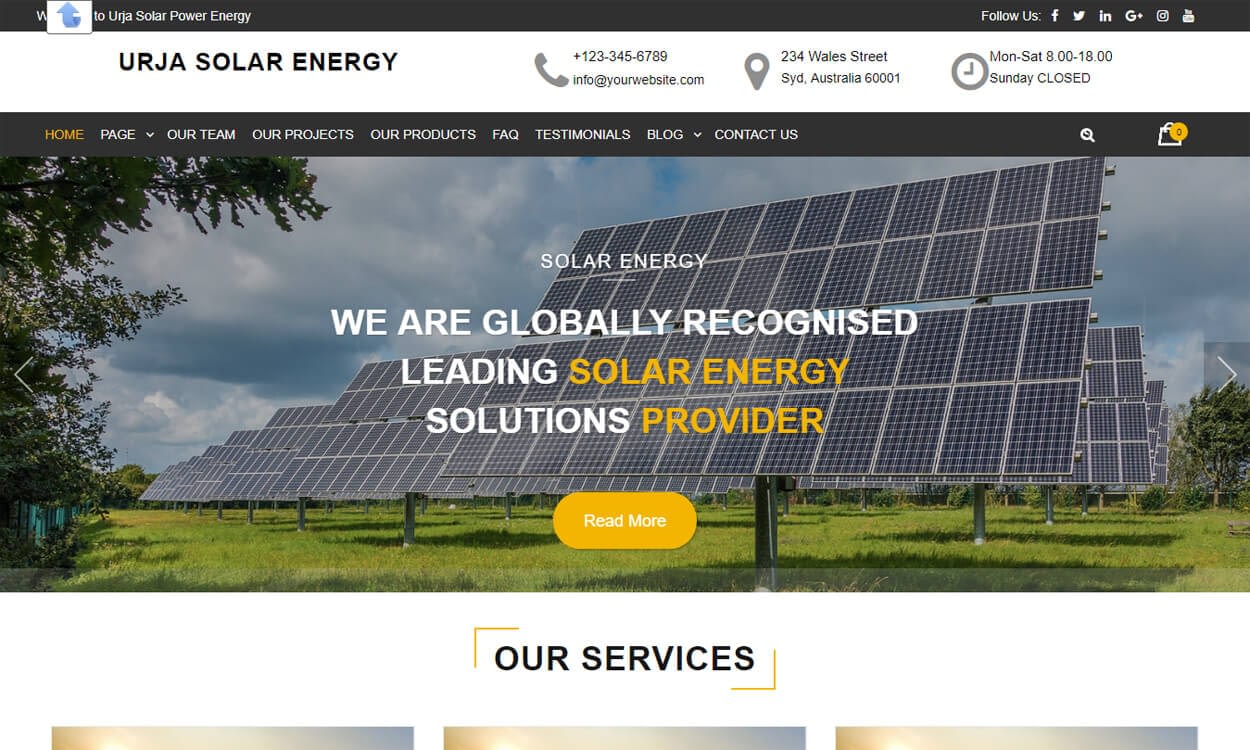 25+ Best Free WordPress Themes August 2018 urja solar energy - 25+ Best Free WordPress Themes August 2018