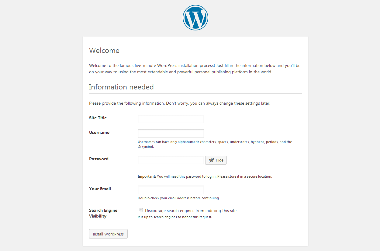 How to install WordPress in your Windows Computer installation form - How to install WordPress in your Windows Computer
