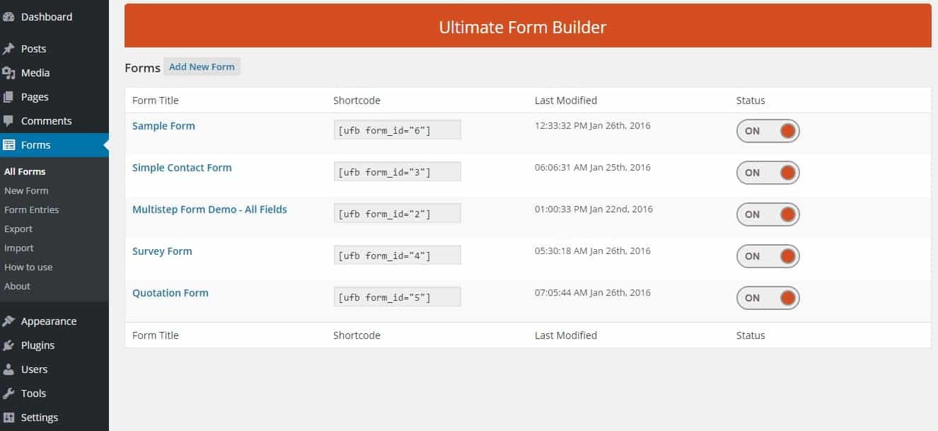 How to create WordPress form using Ultimate Form Builder plugin? (Step by Step Guide) all forms - How to create WordPress form using Ultimate Form Builder plugin? (Step by Step Guide)