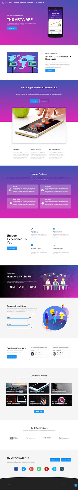 10+ Best Free Mobile App WordPress Themes arya best free mobile app wordpress theme - 10+ Best Free Mobile App WordPress Themes