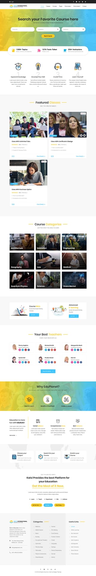 10+ Best Premium LMS WordPress Themes kalvi education best premium lms wordpress theme - 10+ Best Premium LMS WordPress Themes