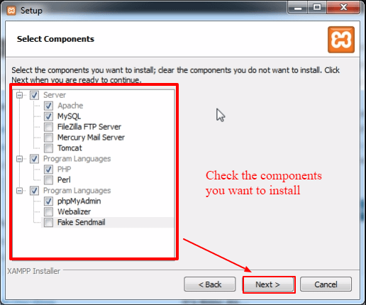 How to install WordPress in your Windows Computer select Component - How to install WordPress in your Windows Computer