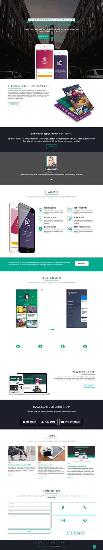 10+ Best Free Mobile App WordPress Themes oginer best free mobile app wordpress theme - 10+ Best Free Mobile App WordPress Themes