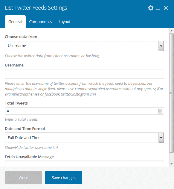 How to Showcase Twitter Feed for your WP Bakery powered WordPress website? general list view settings - How to Showcase Twitter Feed for your WP Bakery powered WordPress website?