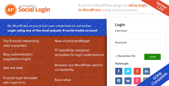 5+ Best WordPress Social Login Plugins 2019 (Facebook login, Twitter Login / Twitter Auth, G+ Login, LinkedIn, VKontakte, Instagram, Foursquare, WordPress, Buffer Login) accesspress social login - 5+ Best WordPress Social Login Plugins 2019 (Facebook login, Twitter Login / Twitter Auth, G+ Login, LinkedIn, VKontakte, Instagram, Foursquare, WordPress, Buffer Login)
