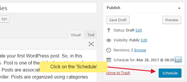 How to create your first WordPress post? schedule step 3 - How to create your first WordPress post?