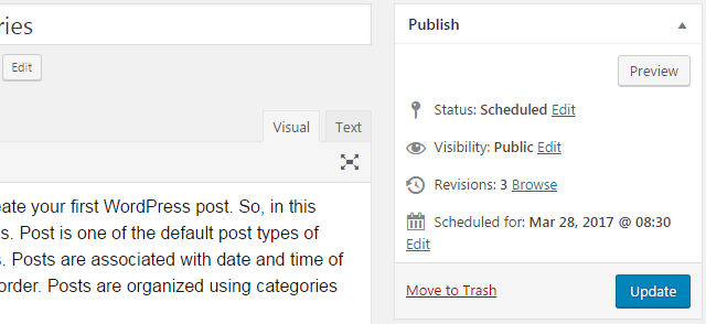 How to create your first WordPress post? schedule step 4 - How to create your first WordPress post?