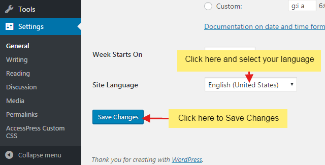 How to change the default language of your WordPress website? step2 4 - How to change the default language of your WordPress website?