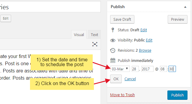How to create your first WordPress post? schedule step 2 - How to create your first WordPress post?