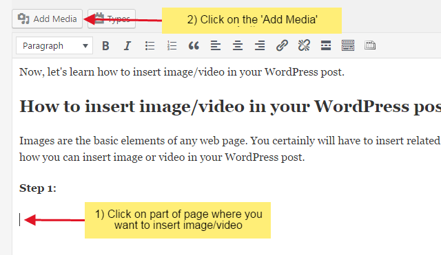 How to create your first WordPress post? add image step 1 1 - How to create your first WordPress post?