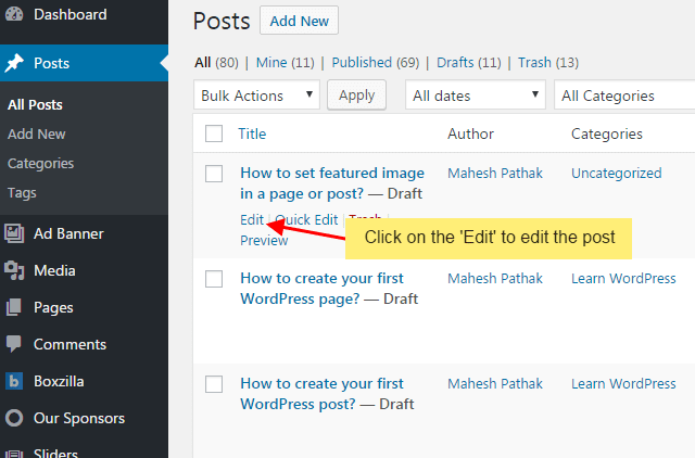 How to set the featured image in a page or post? step 2 2 - How to set the featured image in a page or post?
