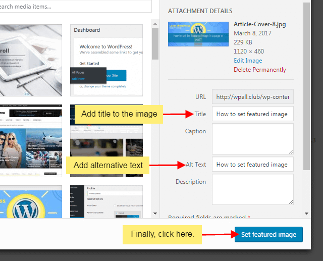 How to set the featured image in a page or post? step 7 - How to set the featured image in a page or post?