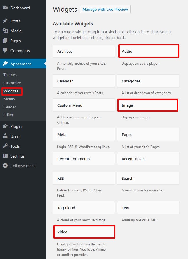 WordPress 4.8 Released! What's New Features on WordPress 4.8? widgets - WordPress 4.8 Released! What's New Features on WordPress 4.8?