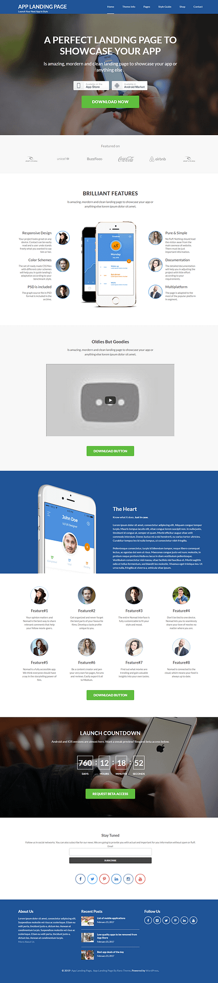 10+ Best Free Mobile App WordPress Themes app landing page best free mobile app wordpress theme - 10+ Best Free Mobile App WordPress Themes