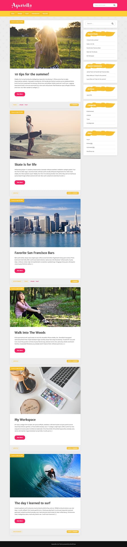 10+ Best Free Feminine WordPress Themes aquarella lite best free feminine wordpress theme - 10+ Best Free Feminine WordPress Themes