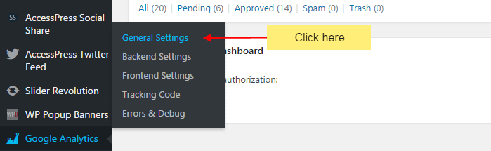 How to setup Google analytics on your WordPress website click on general settings - How to setup Google analytics on your WordPress website