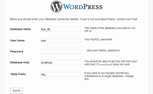How to install WordPress in your Windows Computer database information - How to install WordPress in your Windows Computer