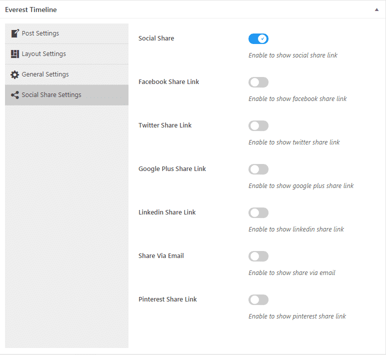 How to Add an Event Timeline on WordPress Website? (Step by Step Guide) everest timeline lite social share settings - How to Add an Event Timeline on WordPress Website? (Step by Step Guide)