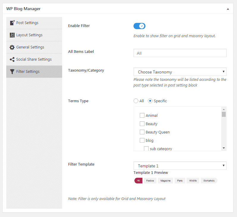 How to manage your WordPress blog using WP Blog Manager? (Step By Step Guide) filter settings page - How to manage your WordPress blog using WP Blog Manager? (Step By Step Guide)