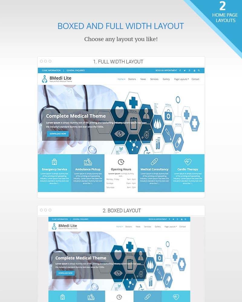 Feature-rich Free Responsive WordPress Health & Medical Theme - EightMedi Lite Full width or boxed layout EightMedi Lite - Feature-rich Free Responsive WordPress Health & Medical Theme - EightMedi Lite