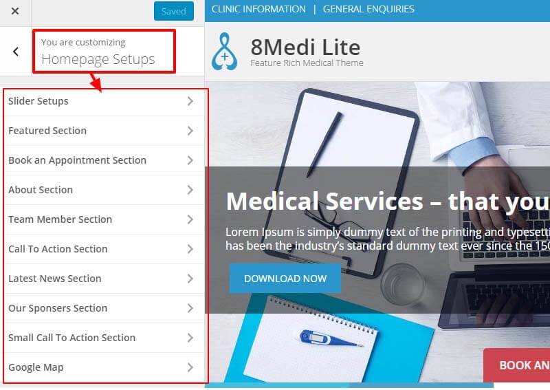 Feature-rich Free Responsive WordPress Health & Medical Theme - EightMedi Lite Highly Configurable homepage EightMedi Lite - Feature-rich Free Responsive WordPress Health & Medical Theme - EightMedi Lite