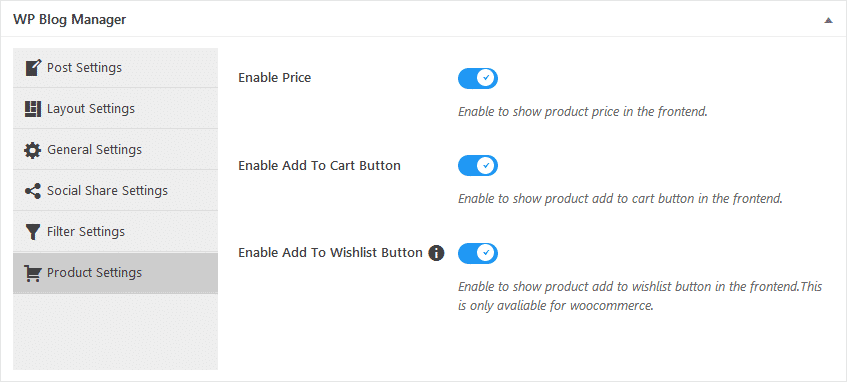 How to manage your WordPress blog using WP Blog Manager? (Step By Step Guide) product settings page - How to manage your WordPress blog using WP Blog Manager? (Step By Step Guide)