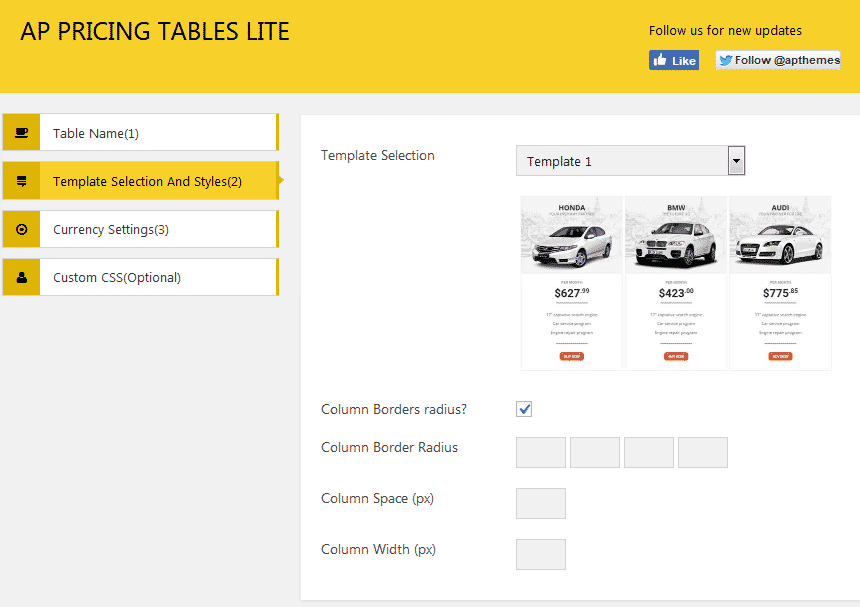 How to Add Pricing Tables on WordPress Website? (Step by Step Guide) ap pricing tables lite template selection and styles - How to Add Pricing Tables on WordPress Website? (Step by Step Guide)
