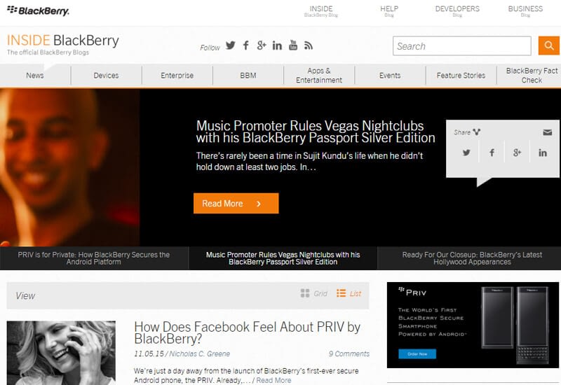 47 Famous Websites Using WordPress As Their CMS BlackBerry Blogs - 47 Famous Websites Using WordPress As Their CMS