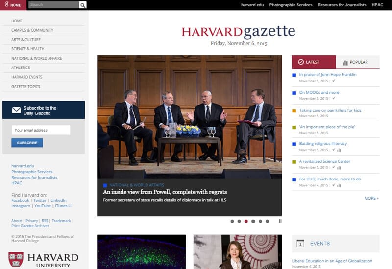 47 Famous Websites Using WordPress As Their CMS Harvard Gazette - 47 Famous Websites Using WordPress As Their CMS