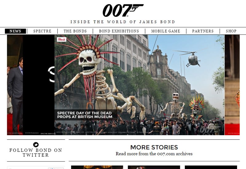 47 Famous Websites Using WordPress As Their CMS James Bond 007 - 47 Famous Websites Using WordPress As Their CMS