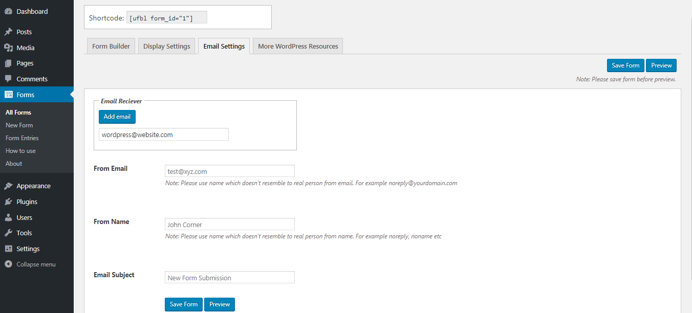 How to create contact form on your WordPress website? (step by step guide) Email Settings in Contact Form to create Contact Form in WordPress - How to create contact form on your WordPress website? (step by step guide)