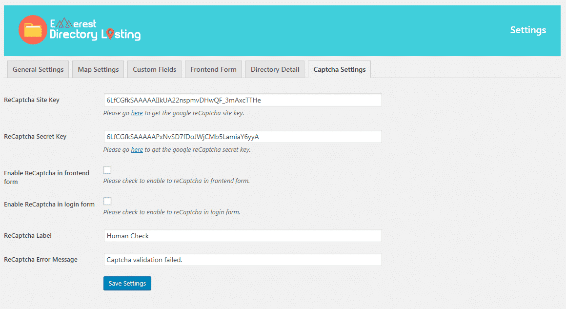 How to create Business Directories in your WordPress Website? (Step by Step Guide) captcha settings - How to create Business Directories in your WordPress Website? (Step by Step Guide)