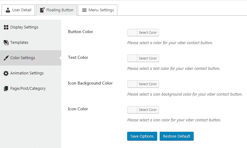 How to add Viber/Messenger/Whatsapp/Skype Contact Button on WordPress website? (Step by Step Guide) color settings - How to add Viber/Messenger/Whatsapp/Skype Contact Button on WordPress website? (Step by Step Guide)