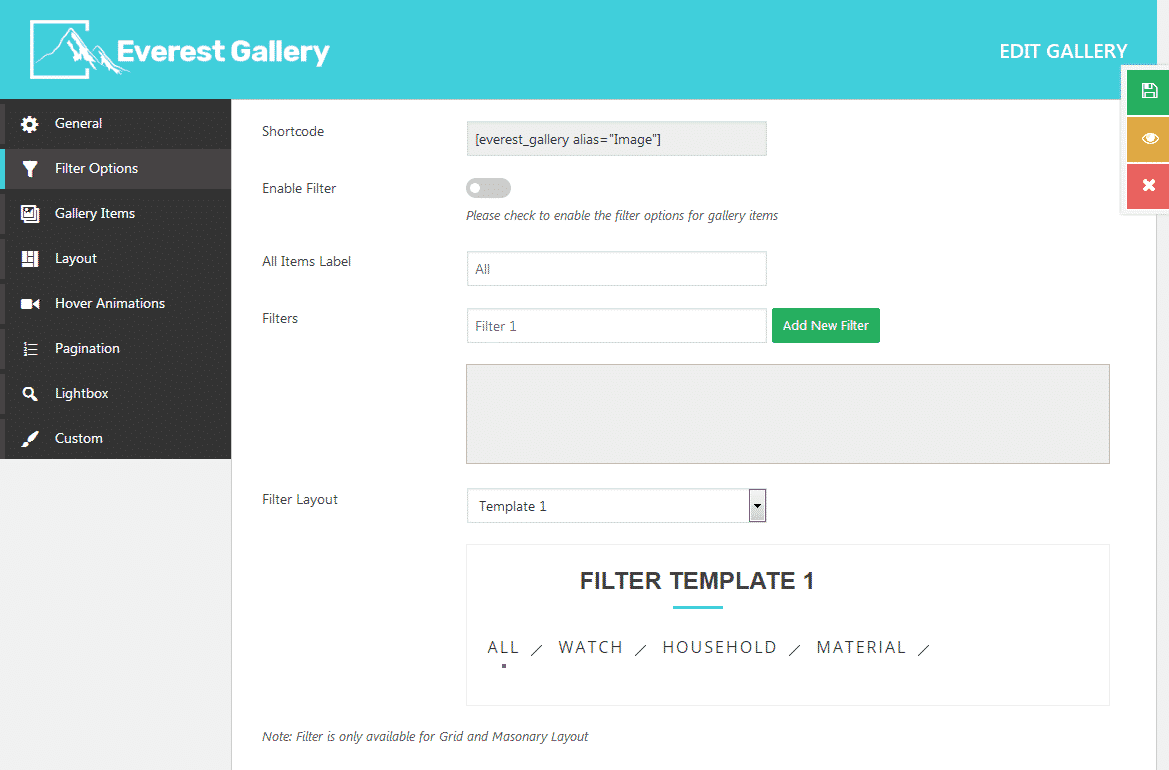 How to Add An Image Gallery on WordPress website? (Step by Step Guide) filter options 1024x674 - How to Add An Image Gallery on WordPress website? (Step by Step Guide)