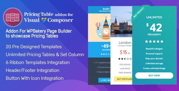 5+ Best Pricing Tables Addons for Visual Composer Pricing Tables Addon For Visual Composer