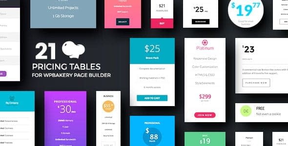 5+ Best Pricing Tables Addons for Visual Composer Pricing Tables for WPBakery Page Builder
