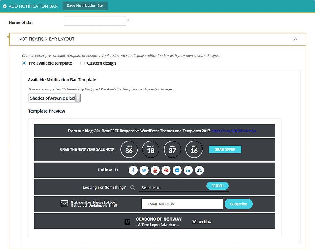 How to add notification bar on your WordPress website? (Step by Step Guide) Apex Notification Bar: Notification Bar Layout